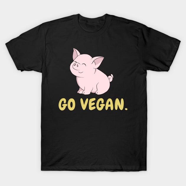 Go Vegan Cute Pig T-Shirt by valentinahramov